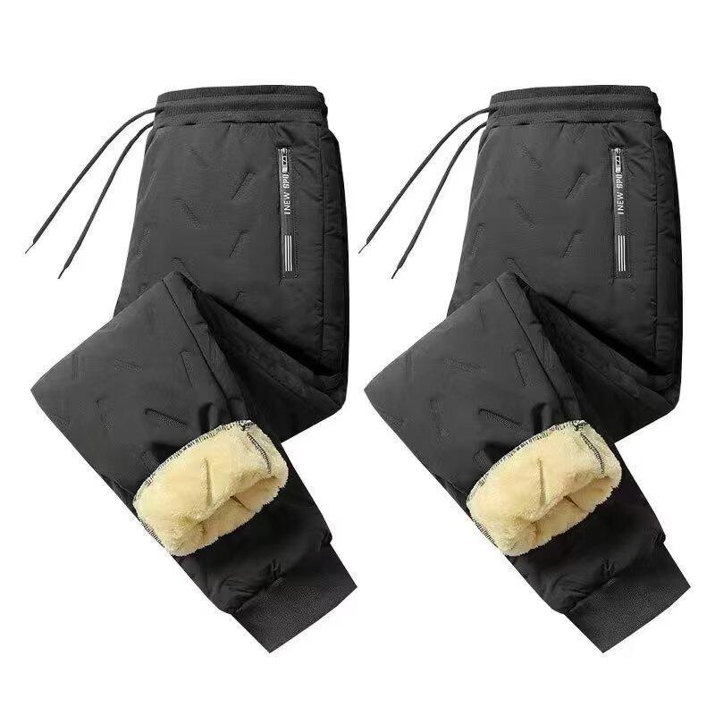 Unisex Windproof Lamb Fleece Cotton Pants: Fleece-Lined, Thickened, Ideal for Autumn and Winter