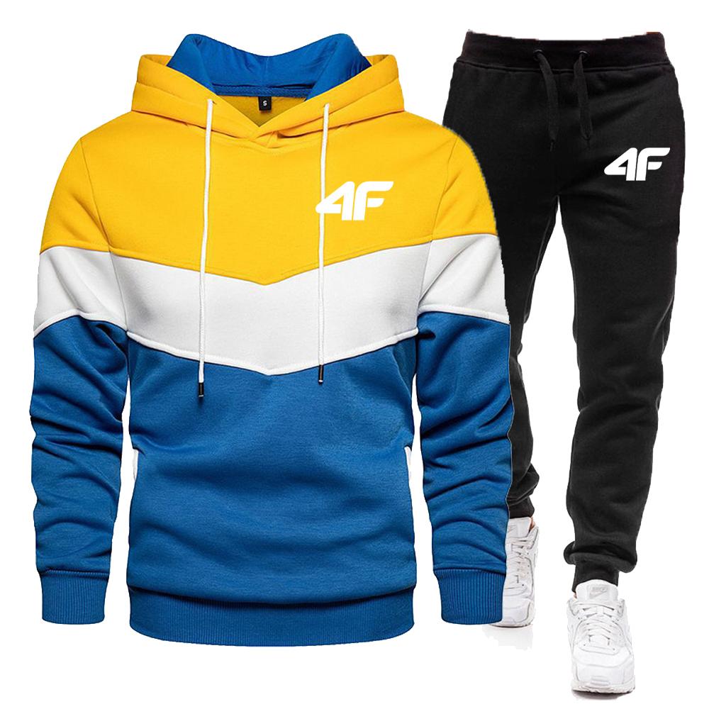 Mode für Herren Hochwertige Sportbekleidung Hoodie + Hosenanzug männlich Casual Tricolor Hoodies Sweatshirt Set