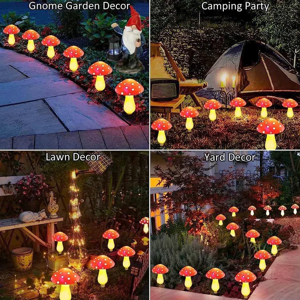 Colorful Mushroom LED Solar Lawn Lamp External Solar Lights Wedding Camping Party Home Decoration Garden Summer Decor Light