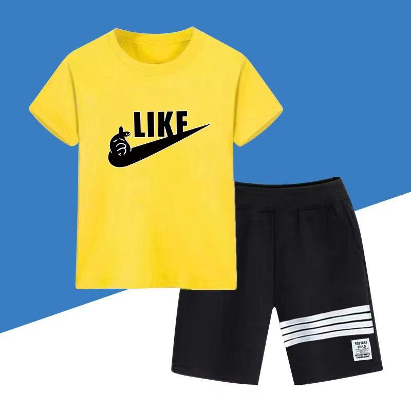 

Летний комплект одежды для мальчиков, детские футболки и шорты с буквенным принтом для девочек, комплект из 2 предметов, детская спортивная одежда, верх и низ, спортивные костюмы 130CM