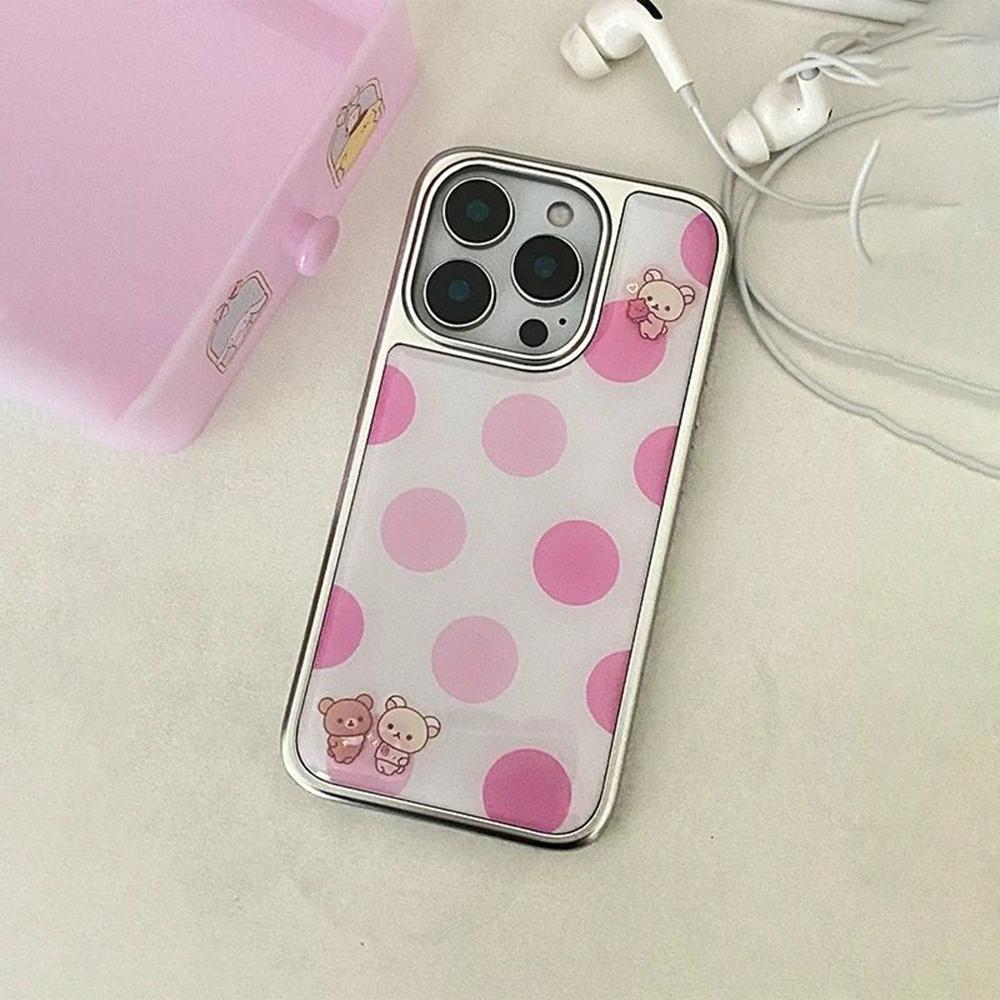 

Розовый точечный чехол Rilakkuma для iPhone 17 17e 16e 16 15 14 13 12 11 Air Pro Max X XR XSMAX Plus Роскошная прозрачная мягкая задняя крышка iPhone 16 Pro