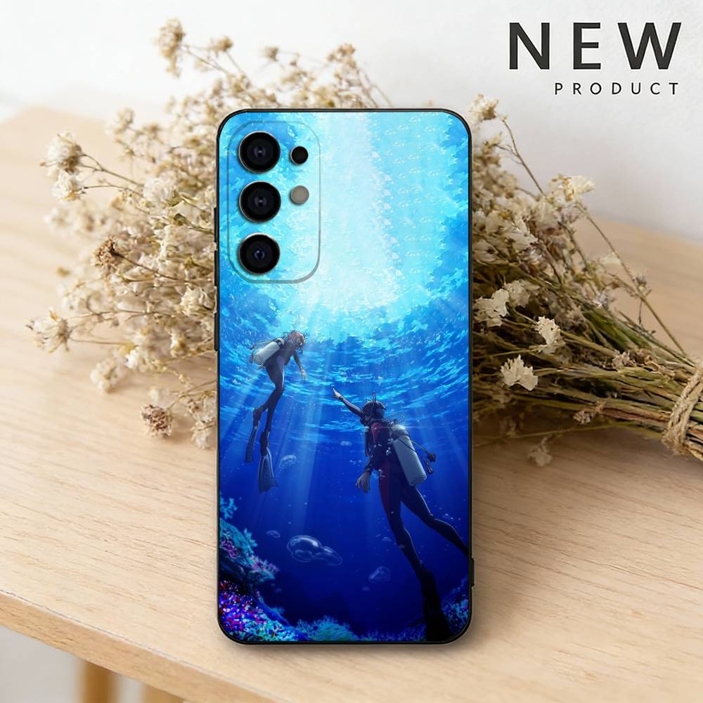 Anime Grand B-Blue Dreaming Handyhülle Für Samsung S26,25,24,23,22,30,21,10,9,Ultra,Plus,Lite Schwarze Weiche Hülle