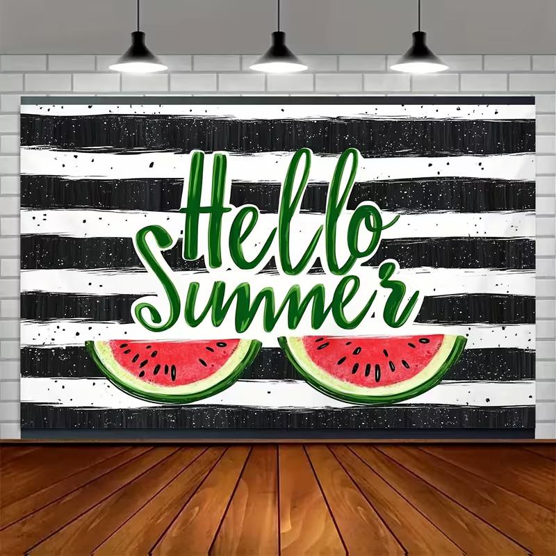 2D Watermelon "Hello Summer" Backdrop for Beach Party and Summer Themed Decor