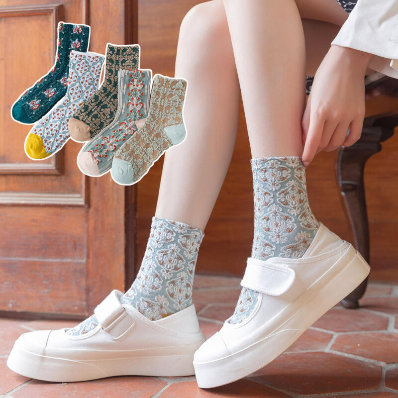 Erin Daisy 3D Women s Embossed Socks 5-Color Set 5-piece set