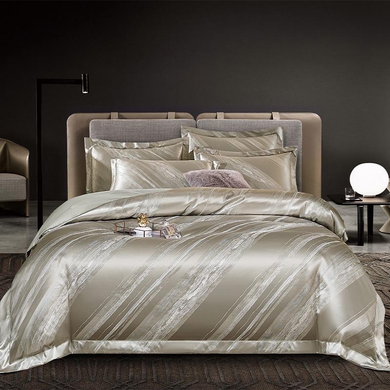 European Cotton Sateen Jacquard 4-Piece Skin-Friendly Bedding Set