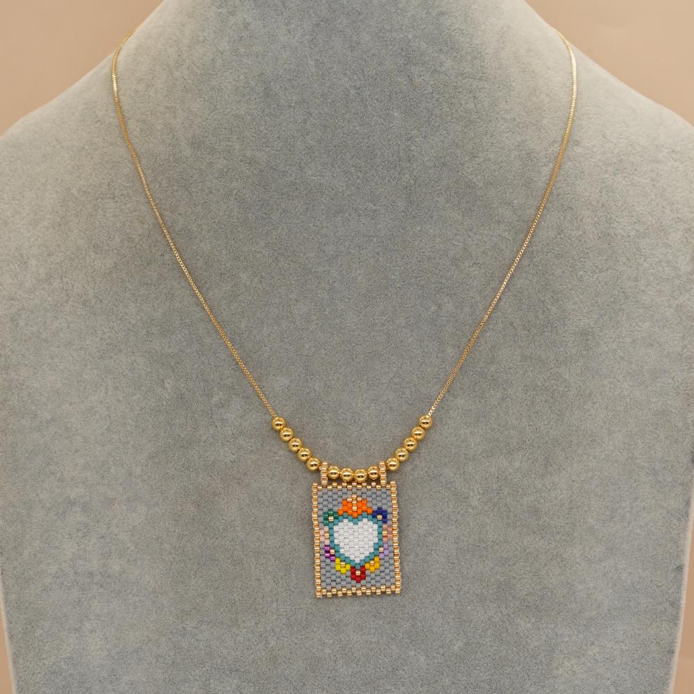 Go2boho New In Gold Chain Miyuki Lover Heart Pattern Bead Handmade Pendant Necklaces For Women Summer Boho Jewelry Chic Gift
