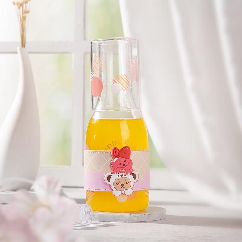 Sohome Teddy Collection Strawberry Glass Juice Cup Set