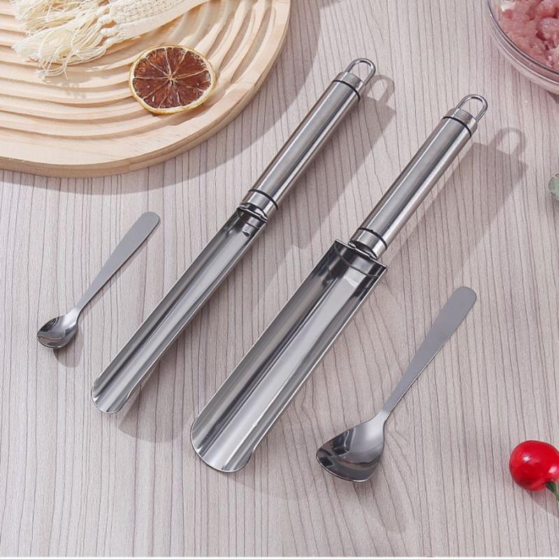 2pcs/set  Make Perfectly-Shaped Meatballs Easily With This 2pcs/Set 304 Stainless Steel Manual Meatball Maker!