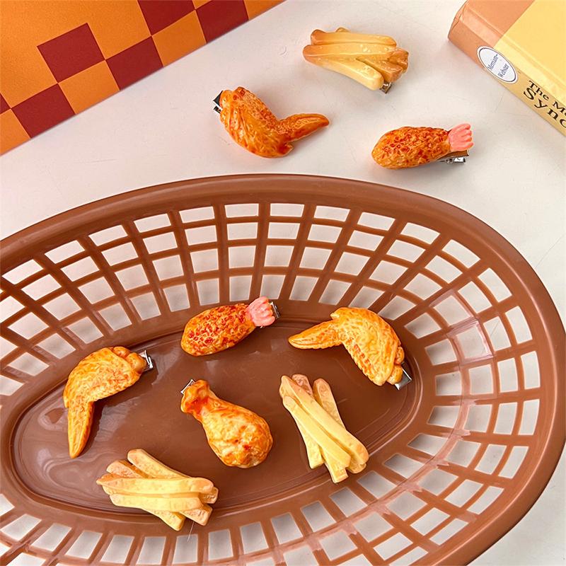 Funny Roasted Chicken Legs Hairpin Crispy Wings French Fries Hair Clips Simulation Food Fried Chicken Hairpins Hair Accessories