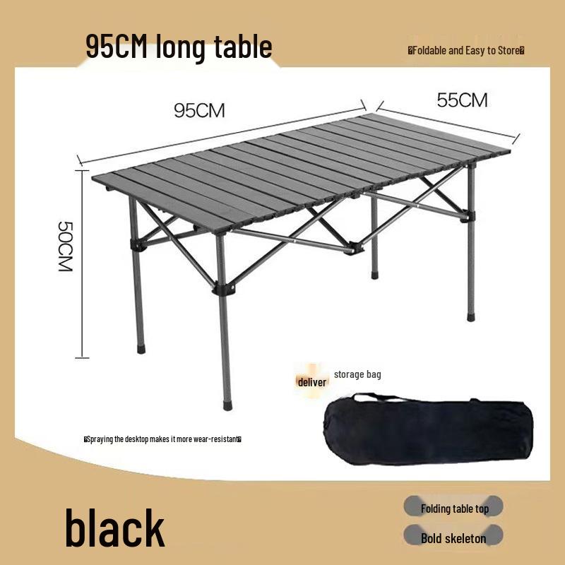 Height-Adjustable Outdoor Foldable Table for Picnic, Camping, and BBQ