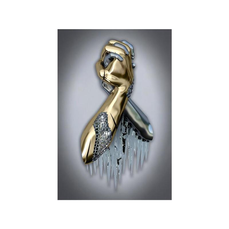 Gold and Silver Figure Statue Canvas Painting Poster Prints Romantic Lovers Pictures Modern Wall Art Home Decor