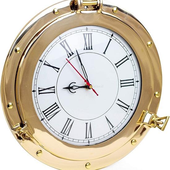 

Латунные 12-дюймовые настенные часы для дома, декоративные морские часы, лучший подарок