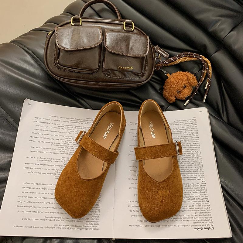 Mary Jane with Skirt Evening Breeze Bag Head Single Shoes French Lazy One-pedal One-word Buckle Fashionable Versatile Single Shoes