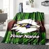 Name Custom Baltimore Ravens Print Flannel Blanket High Quality Warm Comfortable Cover for All Seasons Perfect for Gifts Home Decor