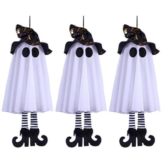 Halloween Hanging Ghosts with Witch Hat Glowing Ghost Witch Hat Lights Creepy Garden Yard Party Decorations