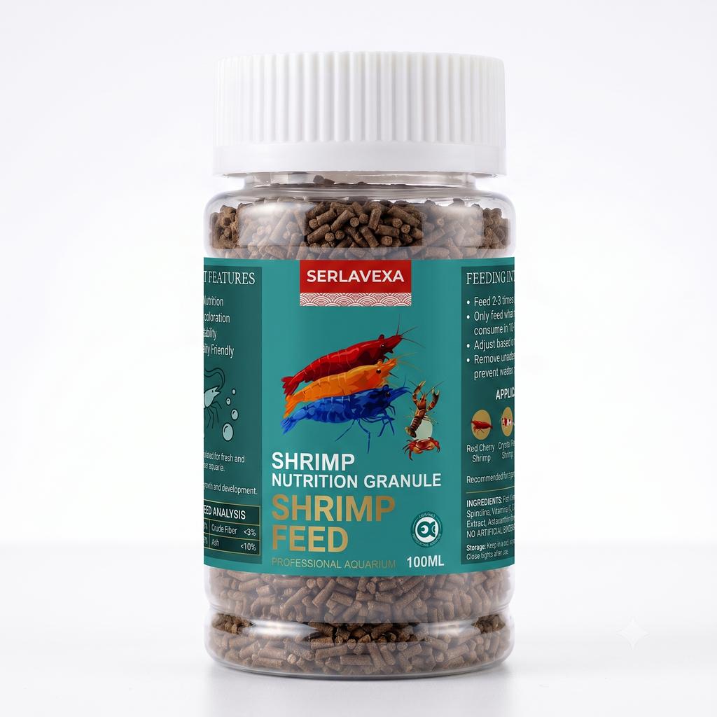 Serlavexa Granuli per Cibo di Gamberetti Nutrizione Premium Acquario Cibo per Invertebrati Per Gamberetti Red Cherry Crystal Promuove la Muta