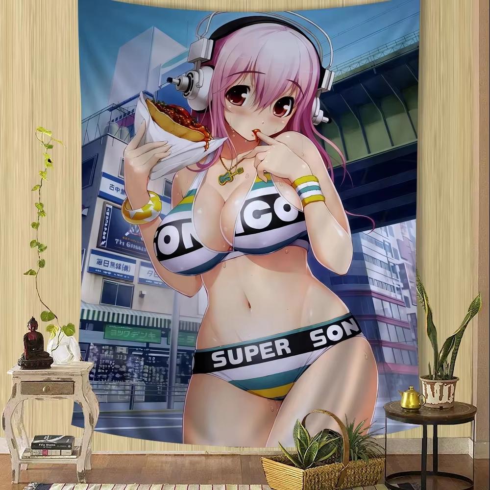 Japanese-Style Anime Tapestry, Anime Swimsuit Girl Wall Hanging, Manga Wall Decor for Bedrooms and Living Rooms 100X70CM