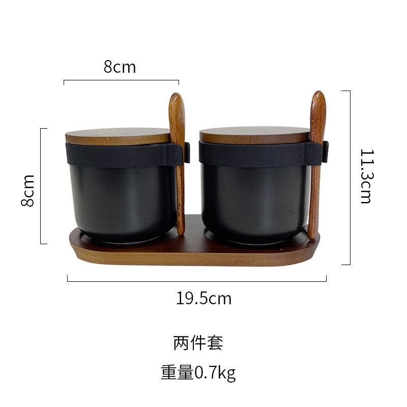 Kitchen Seasoning Tools Ceramic Seasoning Jar with Lid and Spoon Set Salt and Pepper Bottles Household Sealed Storage Jar 250ML