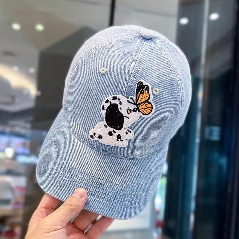 

ins милый мультфильм маркировка щенок бабочка мягкий верх бейсболка показывающая лицо маленькая милая девочка универсальная кепка Adjustable