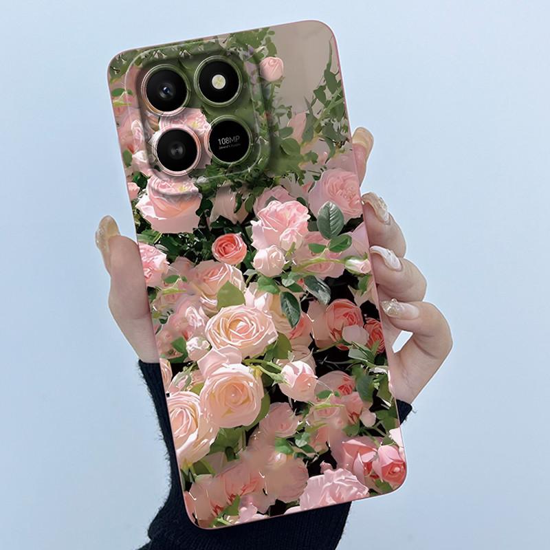 Case For Honor X7d Cute Panda Sweet Girls Cats Liquid Silicone Soft Back Cover For Honor 400 Smart 5G Bumper Protective Casing