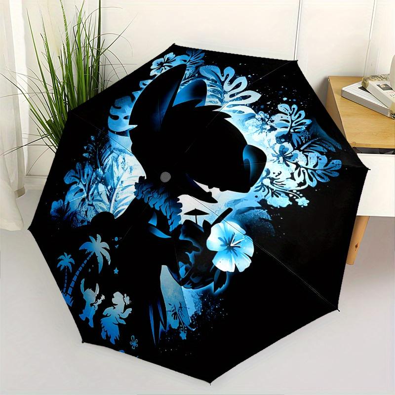 

Stitch, Hawaii Themed Automatic opening and closing folding umbrella, 8-rib windproof, compact travel design, suitable for all occasion | Fa