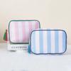 Large Striped Wash Cosmetic Bag for Women Tassel Zipper Makeup Bag Large Capacity Toiletry Storage Organizer Pouch Bags