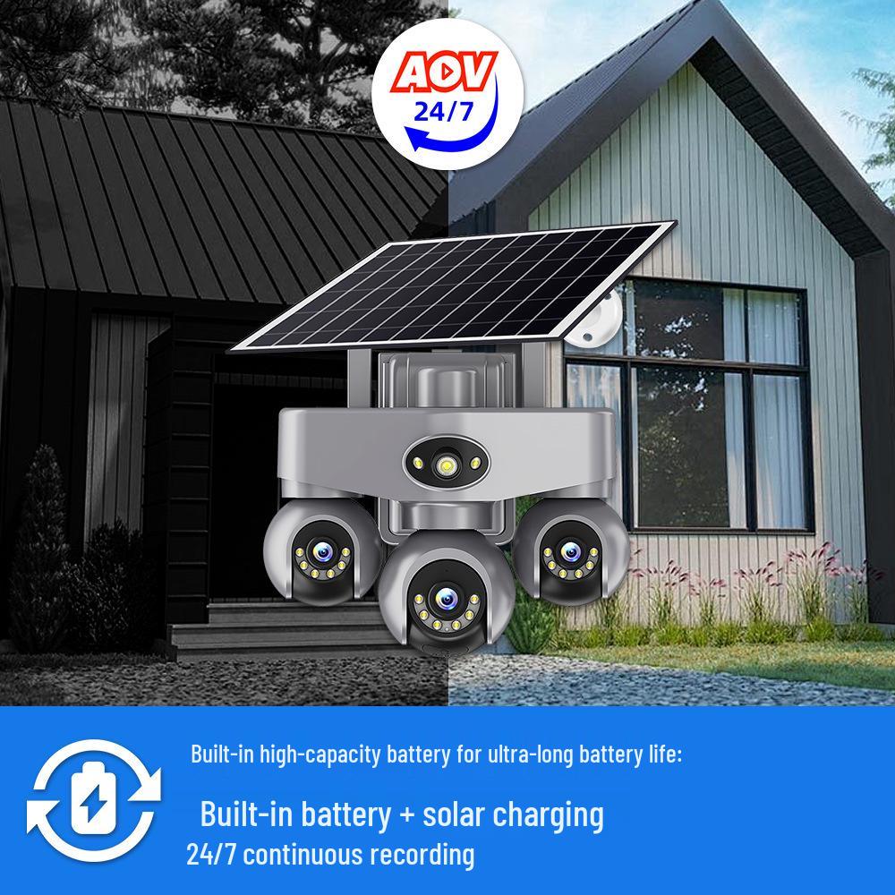 V380pro 4G Solar-Powered Waterproof Outdoor Camera with Tripod & Multi-Screen Display