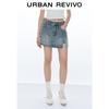 UR2026 Women's Washed Front Slit Denim Skirt Shorts