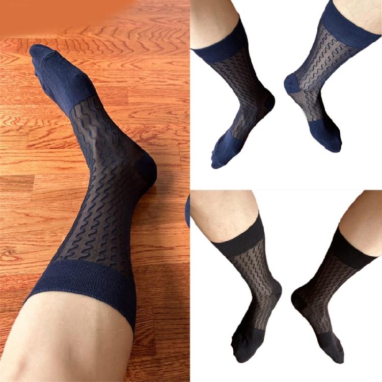 Herren Leichte Dünne Transparente Nylon Netzstrümpfe Modisches Wellenförmiges Gestreiftes Muster Formelle Socken für den Modernen Gentleman Geschenk