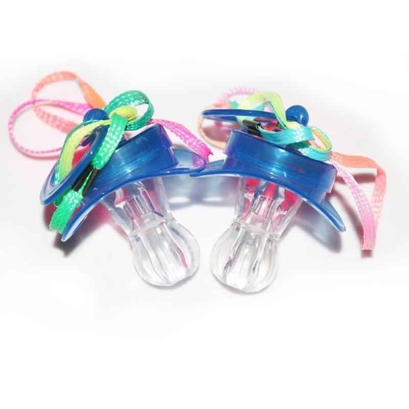 Light Up Pacifier LED Rave Party Glow Glowing Whistle Flashing Lanyard Blinking