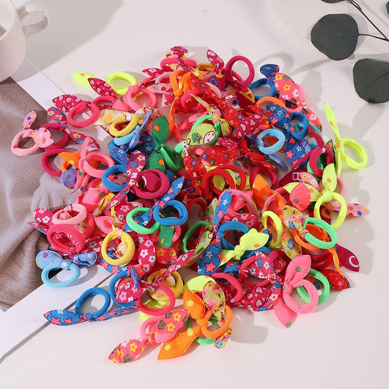 50/100Pcs Girls Elastic Hair Bands Kids Hair Accessories Children Cute Bow Hair Ties Ponytail Holder Headband Baby Rubber Band