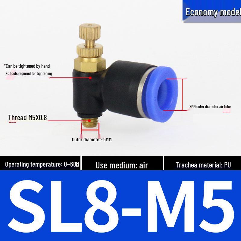 Connettori Pneumatici a Innesto Rapido: Raccordi per Tubi dell'Aria e Valvola a Farfalla con Controllo di Velocità SL4/6/8 per Cilindri