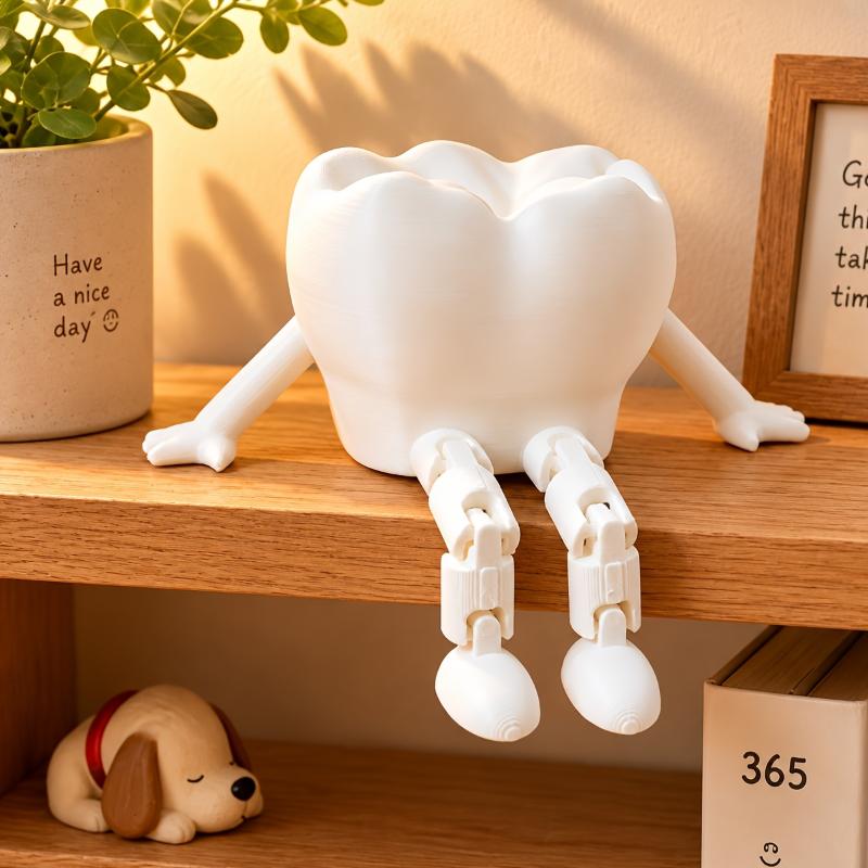 3D-printet artikuleret tandfigurine, Bevægelige led Tandmodel, Sjov dentaldekoration til skrivebord, Gave til tandlægeklinik