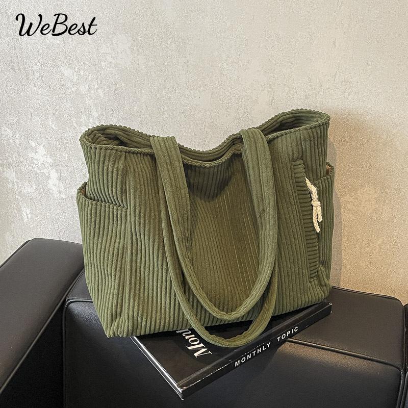 

Corduroy Tote Shoulder Bag зелений