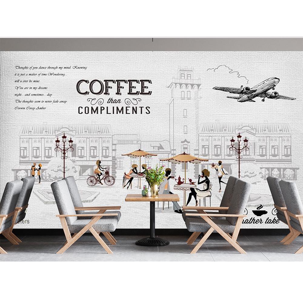 

3d Кофейные настенные фрески Кофейные обои Мультфильм Кафе Магазин Ресторан Фоновые обои 200 cm(W) x 140 cm(H)