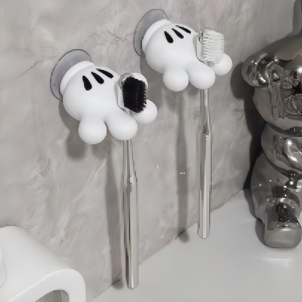 1 Toothbrush Holder, Mickey Palm, Cute Bathroom Towel Suction Cup, Multi-functional Hook, Traceless Hook, Data Cable Winding Mac