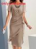 Sommer Chiffon Kleid mit Puffärmeln und Reißverschluss für Freizeitkleidung