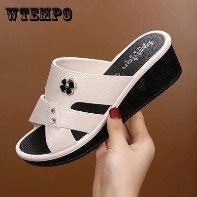 Zapatillas para mujer con diamantes de imitación, boca de pez, tacón alto, cuña, zapatos de verano, antideslizantes, suela gruesa, cómodas, casuales, chanclas