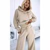 Women's Hooded Cropped Sweatshirt with Wide Leg Lounge Pants Set, Casual Comfort Outfit