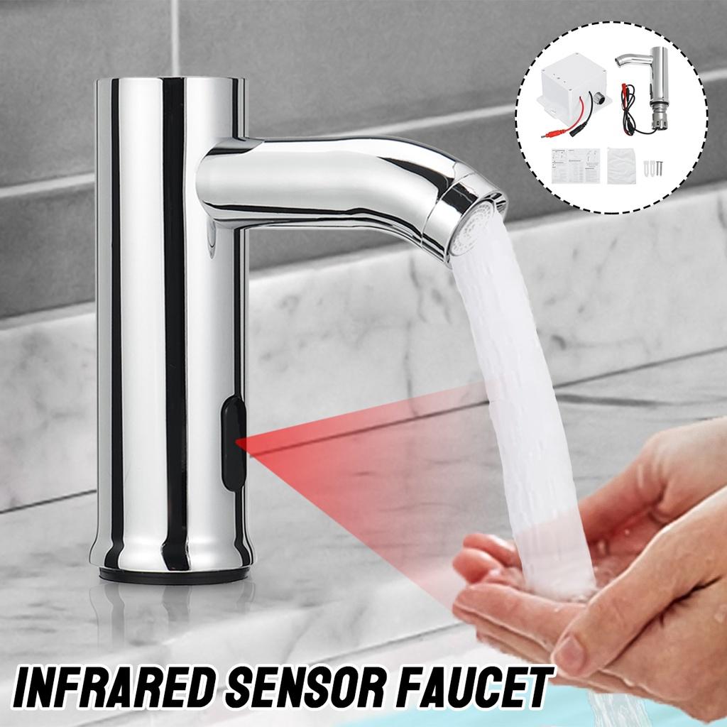 Aço inoxidável banheiro automático sensor infravermelho pia touchless torneira da bacia de água único deck frio montado
