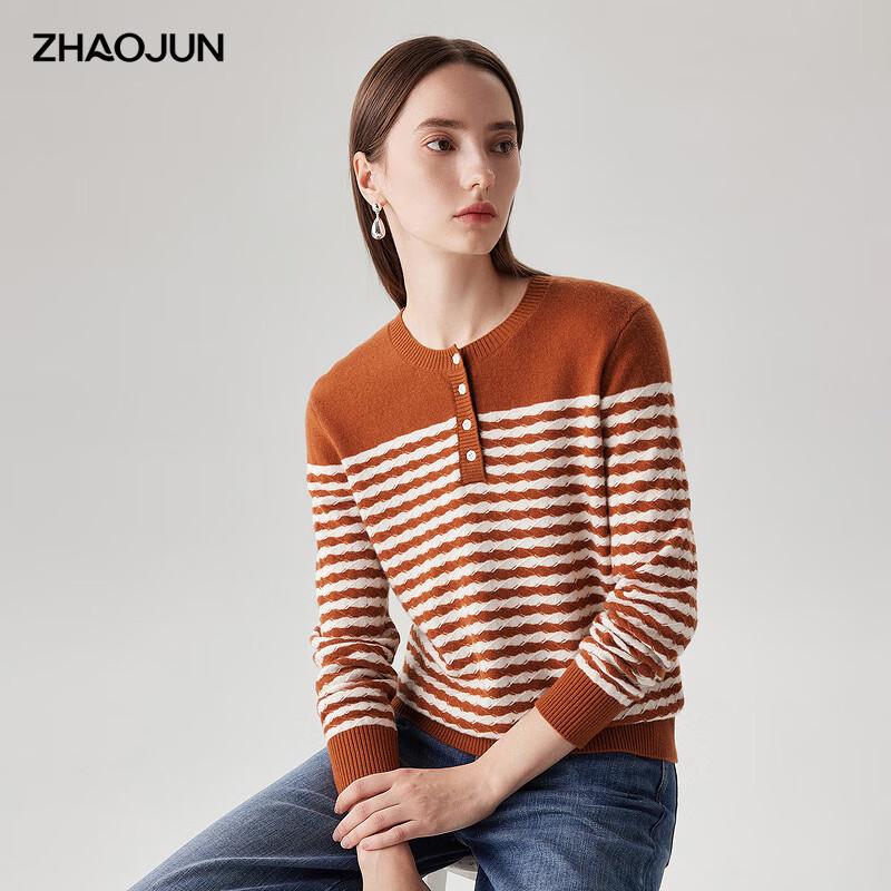 

Zhaojun Women s Retro Round Neck Wool Knit Sweater L