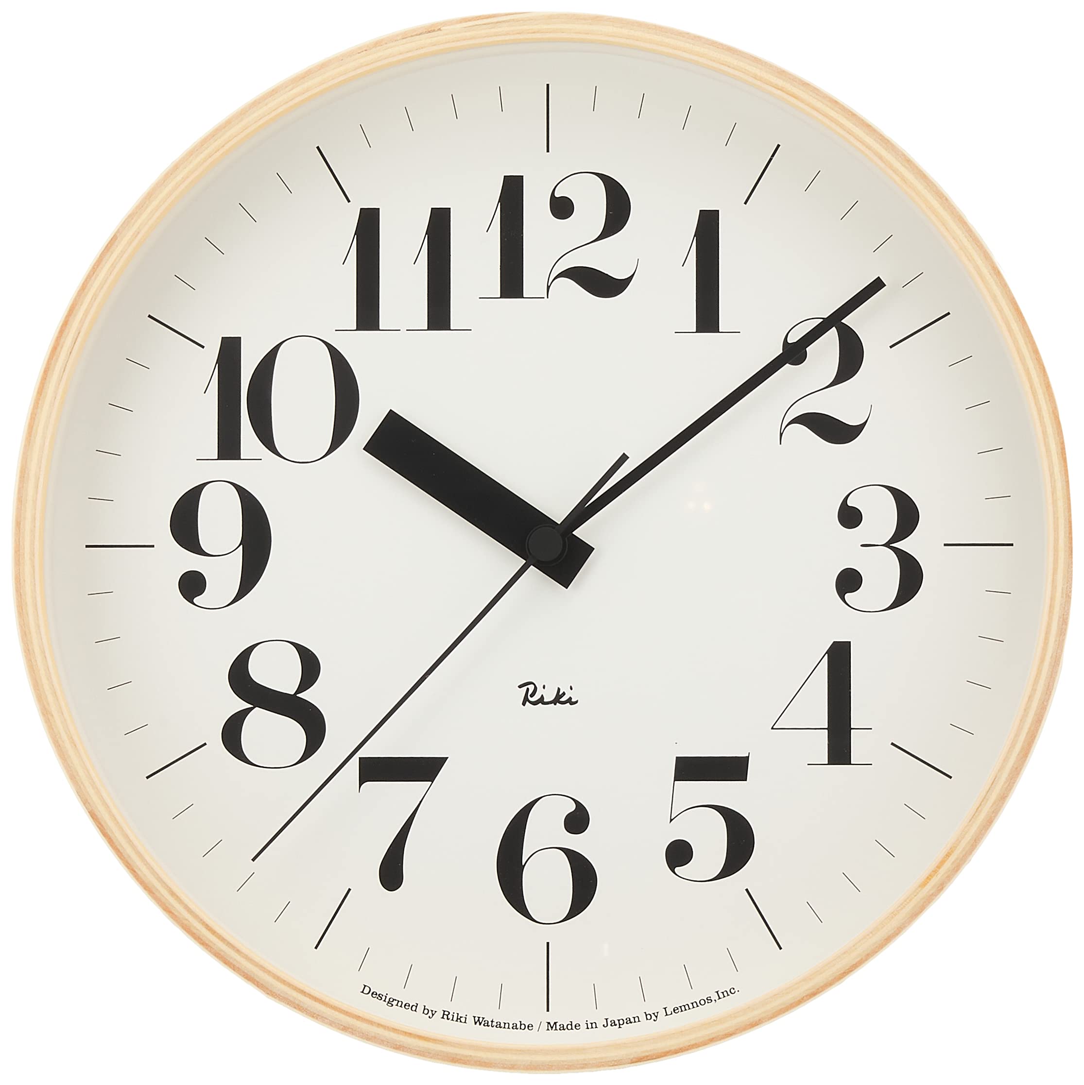 

Lemnos Wall Clock Riki Radio Clock Analog Wooden Frame Natural Wood White WR20-02 25.4cm