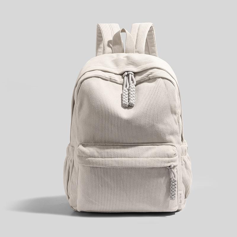 Neutral Corduroy Backpack Large Capacity Backpacks Stylish Versatile Color Optis Casual Daypack for Daily Use School or Travel