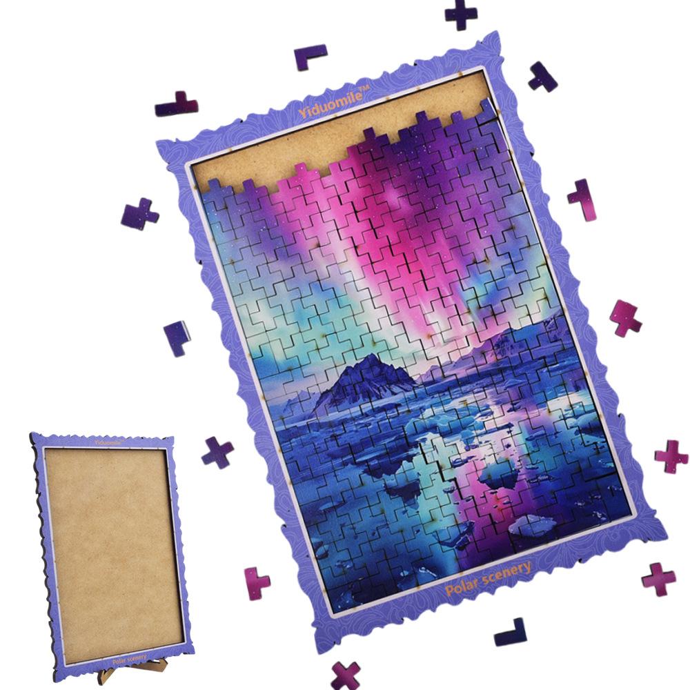 Polar scenery educational toys, wooden puzzles, suitable for family gatherings, casual educational toys