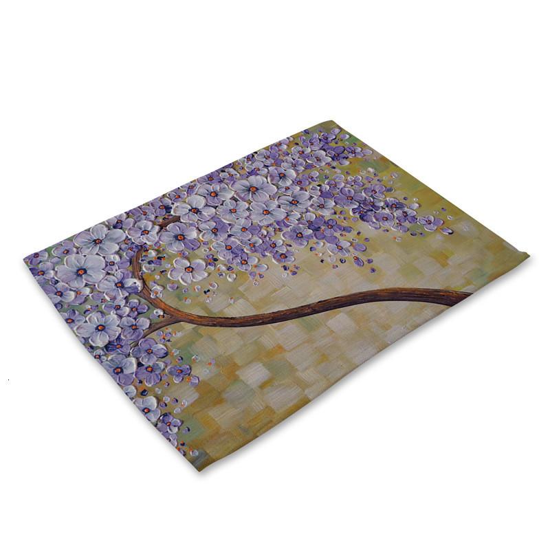 

Flower Tree Pattern Kitchen Placemat Dining Table Mat Drink Coaster Cotton Linen Pad Bowl Cup Mat 45*30cm Home Decor 2pcs 30x45cm