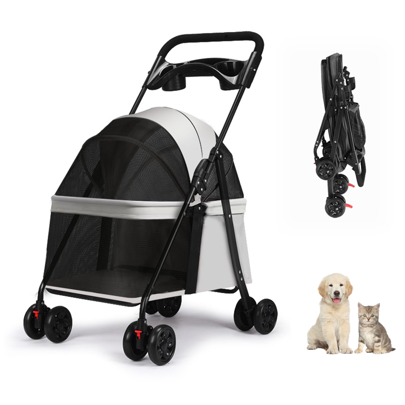 

Pet Compact Summer Heat 4 Spacious Swivel Seat Suitable for Small and Medium and Small 15KG Weight Gray xinxin-home Stroller, Foldable, Storage, серый