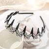 Korean Sparkly Rhinestone Flower Wavy Black Headband with Non-slip Teeth for Women