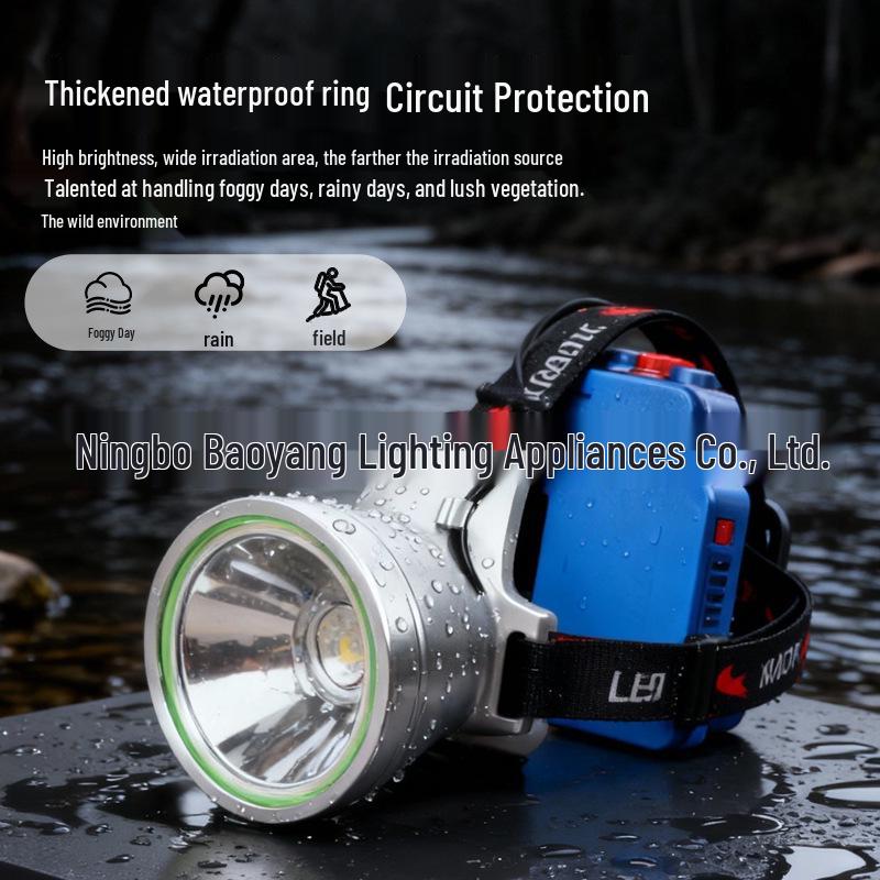 High-Power Outdoor Headlamp with Long-Lasting Lithium Battery for Camping, Fishing, and Emergency Use