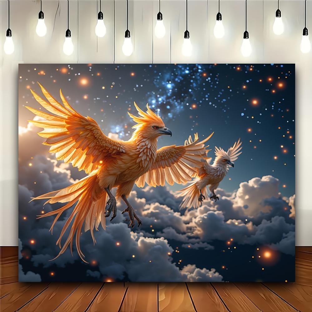 

Horizontal Peach Skin Velvet tapestry in 3sizes house decoration 2D Flat tapestry Wall decor room decor Firebird Ice Bird 74x94cm(29x37in)