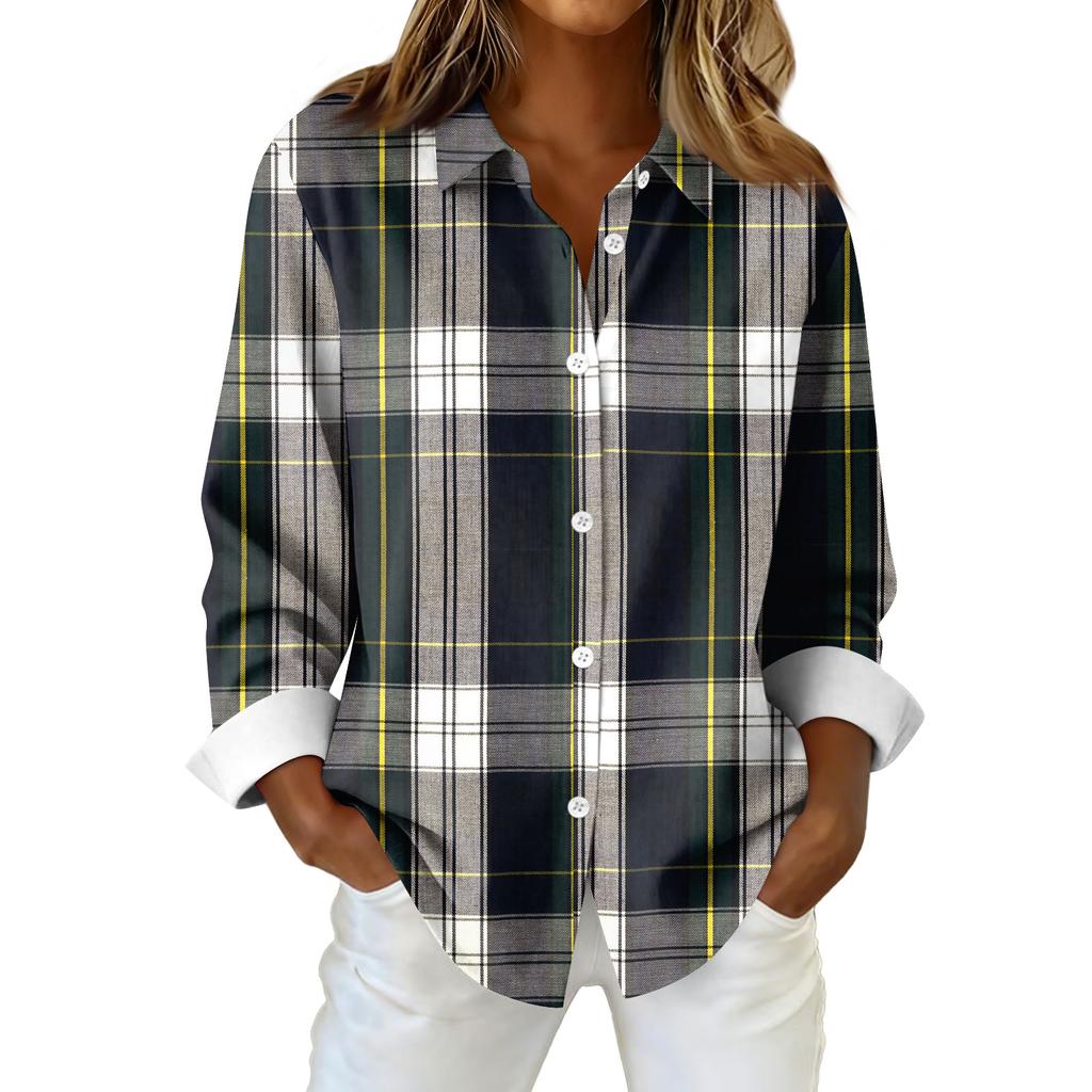 Women's Shirt Blouse Christmas Print Button Long Sleeve Casual Basic Shirt Collar Regular Top